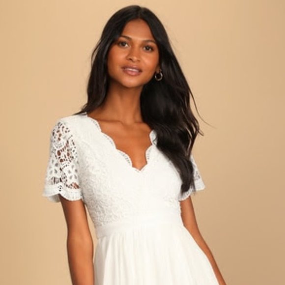 Lulus | Dresses | Lulus Angel In Disguise White Lace Skater Dress M |  Poshmark